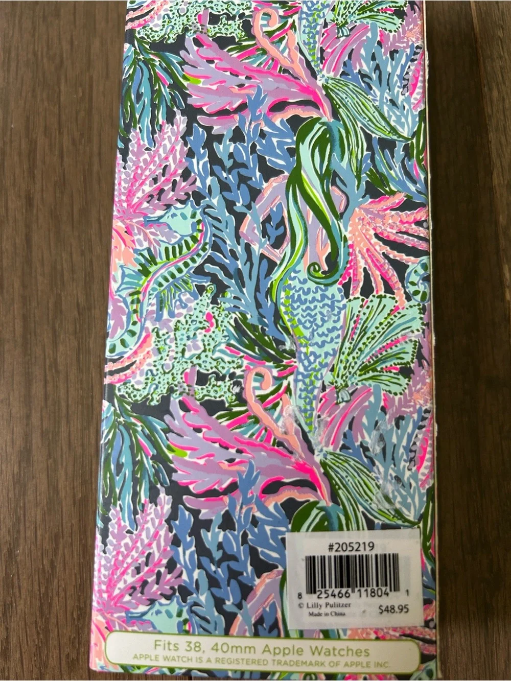 Lilly Pulitzer Multicolor Floral Leather Apple Watch Band with Pink Accents